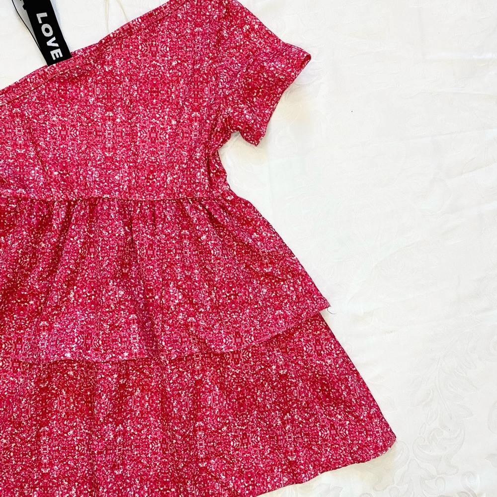 Barbie Girl One shouder desgin multi-layer Dress Rose pink, Size 6-7Y - Picture 12 of 13